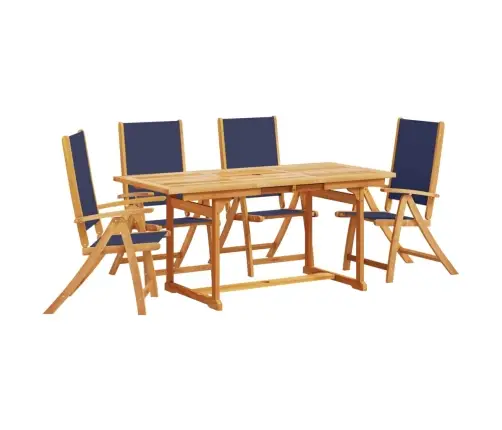 5-Osaline Aia Söögimööbli Komplekt, Akaatsiapuit Ja Tekstileen