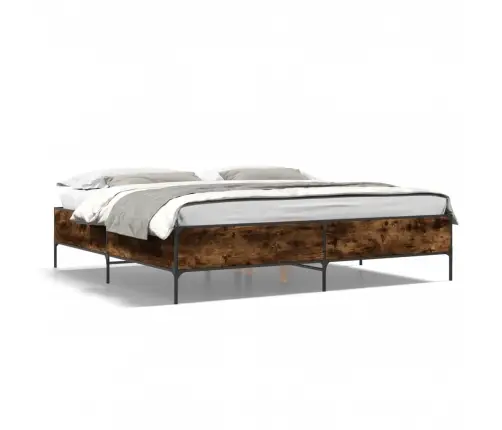 Gultas Rāmis, Ozola Krāsā, 200X200Cm, Inženierijas Koks, Metāls Vidaxl