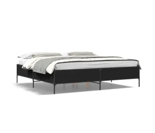 Gultas Rāmis, Melns, 180X200 Cm, Inženierijas Koks, Metāls Vidaxl