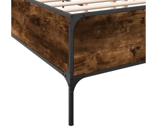 Gultas Rāmis, Ozola Krāsā, 150X200Cm, Inženierijas Koks, Metāls Vidaxl