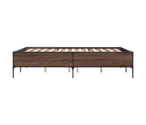 Gultas Rāmis, Brūna Ozola, 150X200Cm, Inženierijas Koks, Metāls Vidaxl