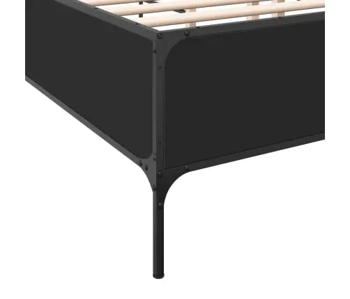 Voodiraam, Must, 120 X 200 cm Tehispuit Ja Metall