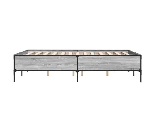 Gultas Rāmis, Pelēka Ozola 120X200Cm, Inženierijas Koks, Metāls Vidaxl