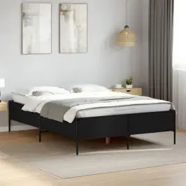 Voodiraam, Must, 140 X 190 cm Tehispuit Ja Metall