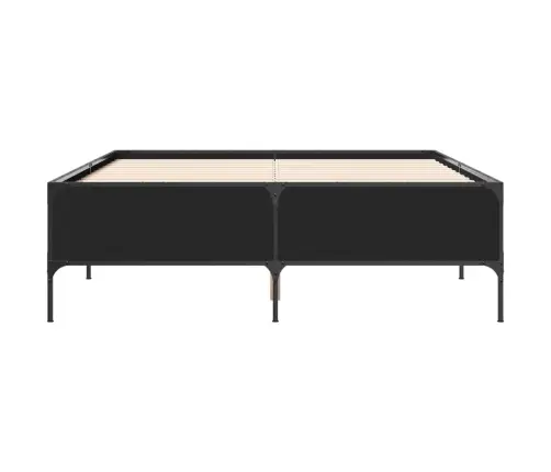 Voodiraam, Must, 135 X 190 cm Tehispuit Ja Metall