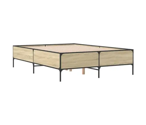 Voodiraam, Sonoma Tamm, 135 X 190 cm Tehispuit Ja Metall