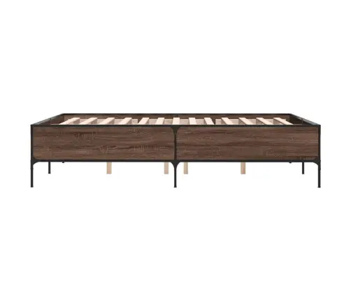 Gultas Rāmis, Brūna Ozola, 135X190Cm, Inženierijas Koks, Metāls Vidaxl