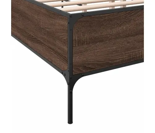 Voodiraam, Pruun Tamm, 120 X 190 cm Tehispuit Ja Metall