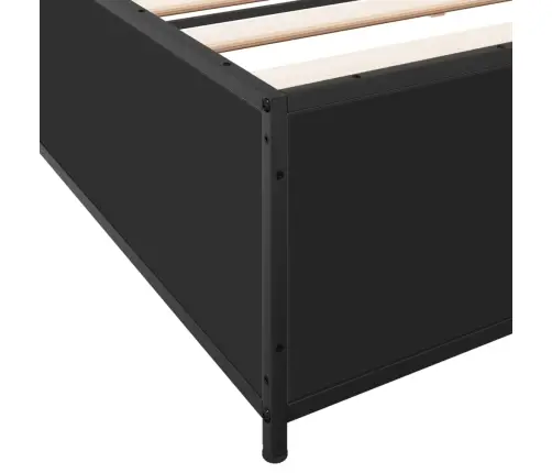 Voodiraam, Must, 200 X 200 cm Tehispuit Ja Metall