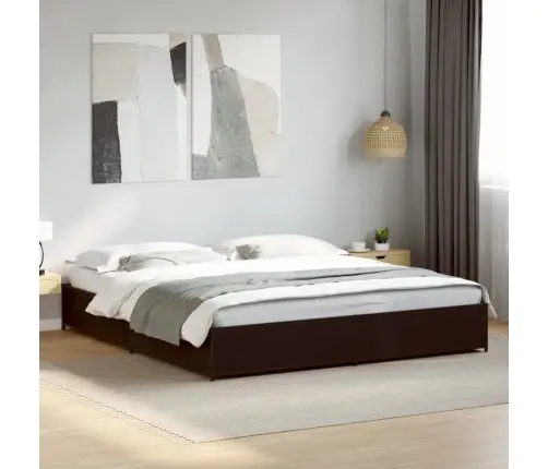 Voodiraam, Must, 200 X 200 cm Tehispuit Ja Metall