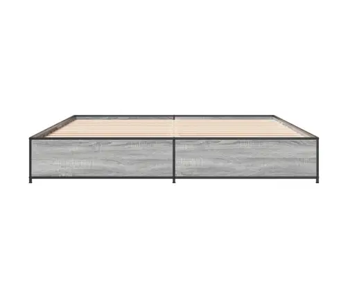 Gultas Rāmis, Pelēka Ozola,200X200Cm, Inženierijas Koks, Metāls Vidaxl