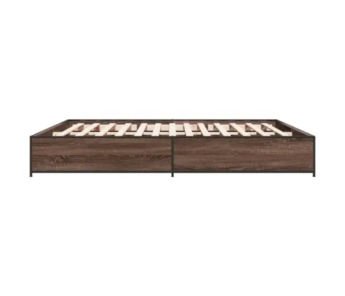 Gultas Rāmis, Brūna Ozola, 200X200Cm, Inženierijas Koks, Metāls Vidaxl