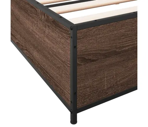 Gultas Rāmis, Brūna Ozola, 200X200Cm, Inženierijas Koks, Metāls Vidaxl