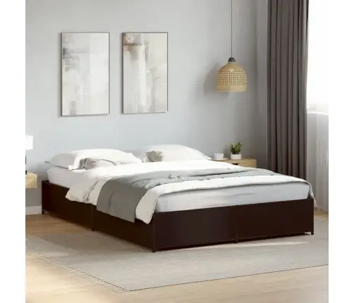 Voodiraam, Must, 150 X 200 cm Tehispuit Ja Metall