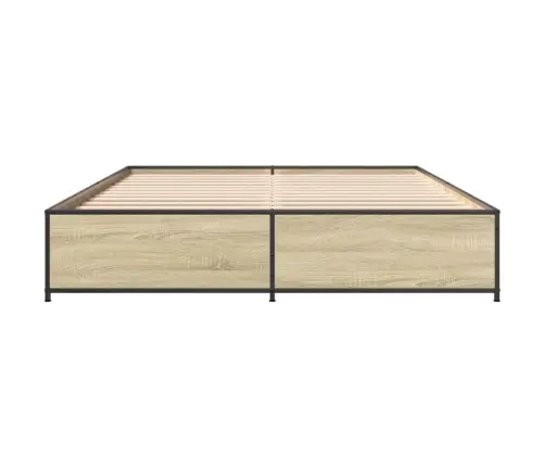 Gultas Rāmis, Ozola Krāsā, 120X200Cm, Inženierijas Koks, Metāls Vidaxl