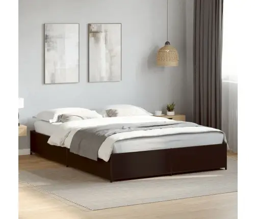 Gultas Rāmis, Melns, 140X190 Cm, Inženierijas Koks, Metāls Vidaxl