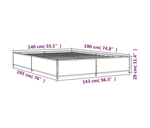 Lovos Rėmas, Dūminio Ąžuolo, 140X190cm Mediena Ir Metalas
