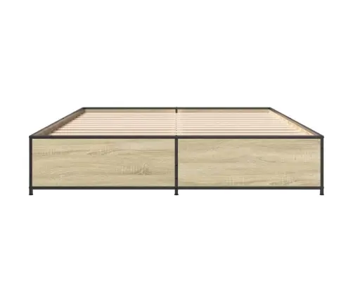 Lovos Rėmas, Ąžuolo, 135X190cm Apdirbta Mediena Ir Metalas Lovos Rėmas, Ąžuolo, 135X190cm Apdirbta Mediena Ir Metalas