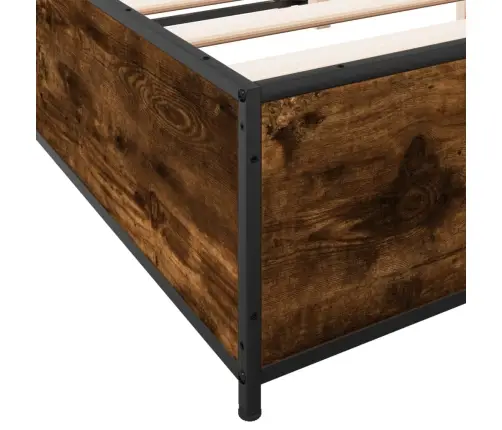 Gultas Rāmis, Ozola Krāsā, 135X190Cm, Inženierijas Koks, Metāls Vidaxl