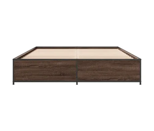 Gultas Rāmis, Brūna Ozola, 120X190Cm, Inženierijas Koks, Metāls Vidaxl