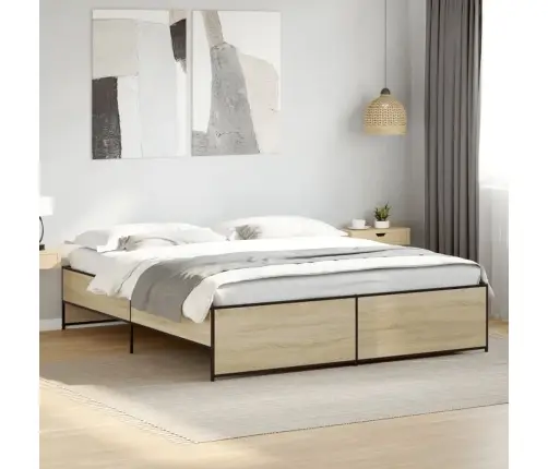 Lovos Rėmas, Ąžuolo, 200X200cm Apdirbta Mediena Ir Metalas