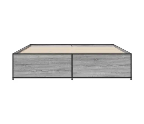 Gultas Rāmis, Pelēka Ozola,200X200Cm, Inženierijas Koks, Metāls Vidaxl