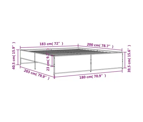 Voodiraam, Must, 180 X 200 cm Tehispuit Ja Metall