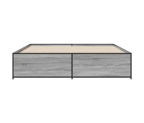 Gultas Rāmis, Pelēka Ozola,180X200Cm, Inženierijas Koks, Metāls Vidaxl