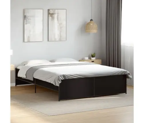 Voodiraam, Must, 160 X 200 cm Tehispuit Ja Metall