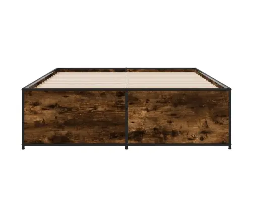 Voodiraam, Suitsutatud Tamm, 120 X 190 cm Tehispuit Ja Metall