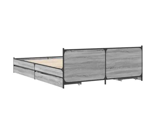 Lovos Rėmas Su Stalčiais, Pilkas Ąžuolo, 150X200cm Mediena