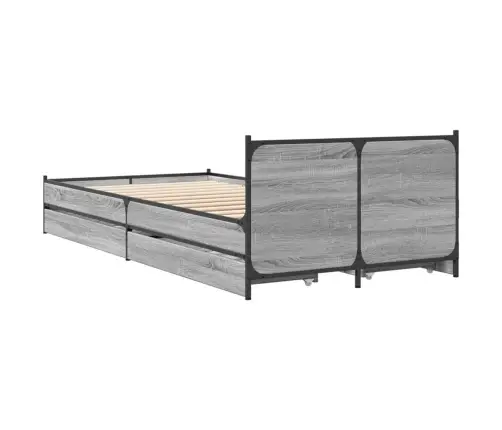 Gultas Rāmis Ar Atvilktnēm, Pelēka Ozola, 100X200 Cm Vidaxl