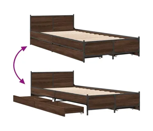 Voodiraam Sahtlitega, Pruun Tamm, 100 X 200 cm Tehispuit