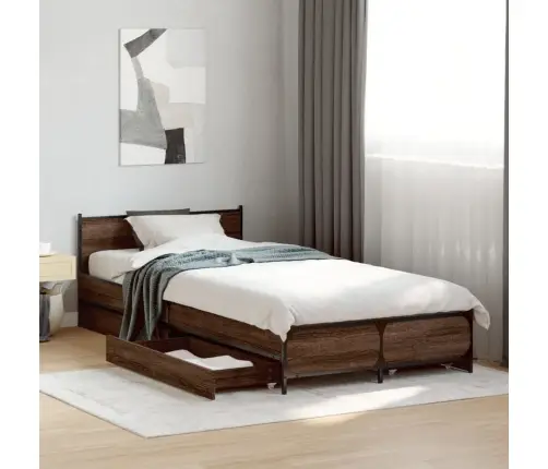 Voodiraam Sahtlitega, Pruun Tamm, 100 X 200 cm Tehispuit