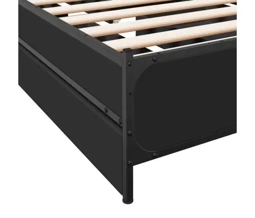 Gultas Rāmis Ar Atvilktnēm, Melns, 90X200 Cm, Inženierijas Koks Vidaxl