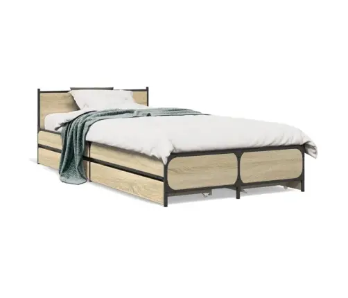 Gultas Rāmis Ar Atvilktnēm, Ozolkoka Krāsā, 75X190 Cm Vidaxl