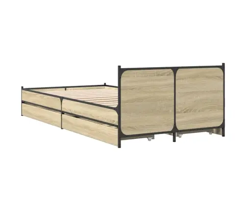 Gultas Rāmis Ar Atvilktnēm, Ozolkoka Krāsā, 75X190 Cm Vidaxl