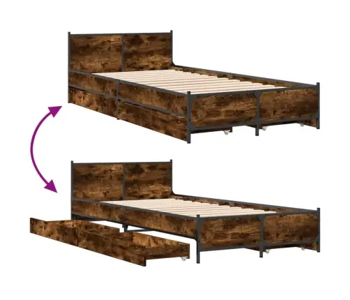 Lovos Rėmas Su Stalčiais, Dūminio Ąžuolo, 75X190cm Mediena