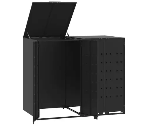Atkritumu Tvertņu Novietne, Melna, 138X79X117 Cm, Tērauds Vidaxl