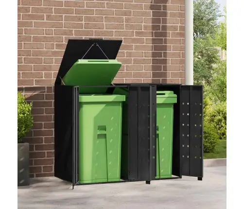 Atkritumu Tvertņu Novietne, Melna, 138X79X117 Cm, Tērauds Vidaxl