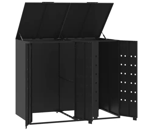 Atkritumu Tvertņu Novietne, Melna, 138X79X117 Cm, Tērauds Vidaxl
