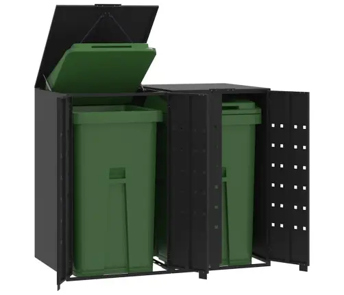 Atkritumu Tvertņu Novietne, Melna, 138X79X117 Cm, Tērauds Vidaxl