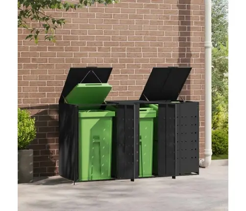 Atkritumu Tvertņu Novietne, Melna, 207X79X117 Cm, Tērauds Vidaxl