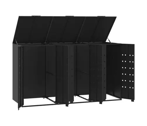 Atkritumu Tvertņu Novietne, Melna, 207X79X117 Cm, Tērauds Vidaxl