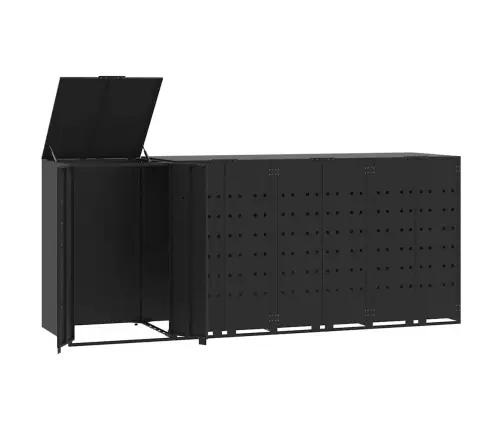 Stoginė Keturiem Konteineriams, Juoda, 276X79X117cm Plienas