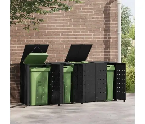 Stoginė Keturiem Konteineriams, Juoda, 276X79X117cm Plienas