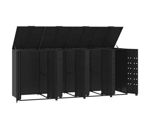 Stoginė Keturiem Konteineriams, Juoda, 276X79X117cm Plienas
