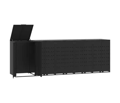 Atkritumu Tvertņu Novietne, Melna, 345X79X117 Cm, Tērauds Vidaxl