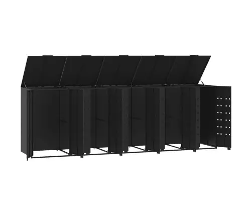 Atkritumu Tvertņu Novietne, Melna, 345X79X117 Cm, Tērauds Vidaxl