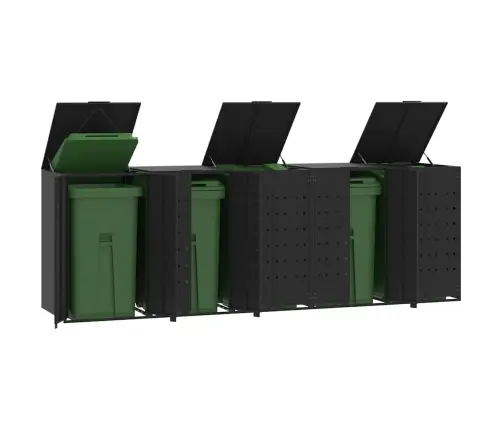 Atkritumu Tvertņu Novietne, Melna, 345X79X117 Cm, Tērauds Vidaxl